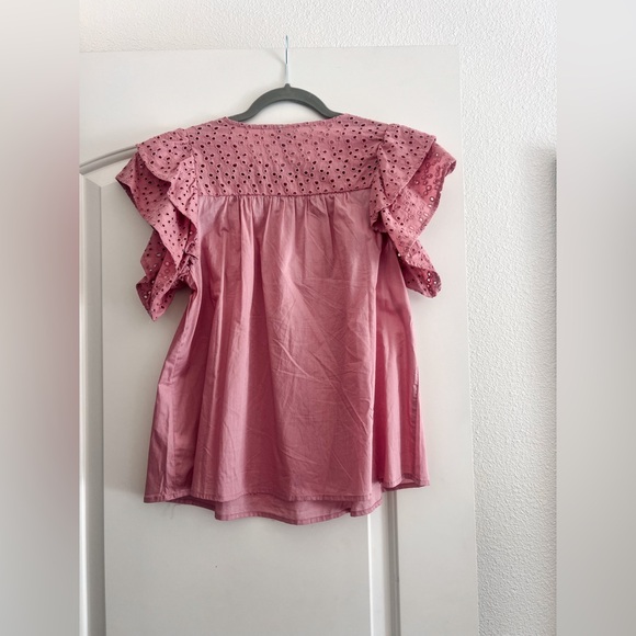 A New Day - Ruffle Sleeve Keyhole Button Blouse - Blush - Size S - Picture 2 of 4